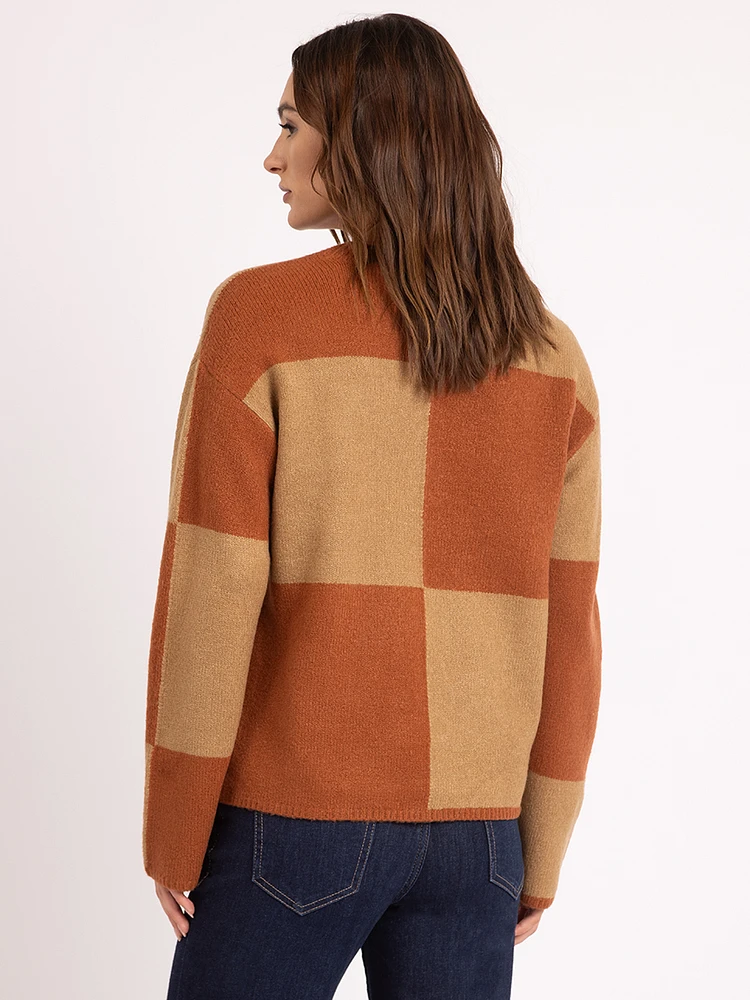 luciana crew neck plaid sweater