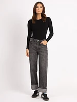 faye wide leg jean black