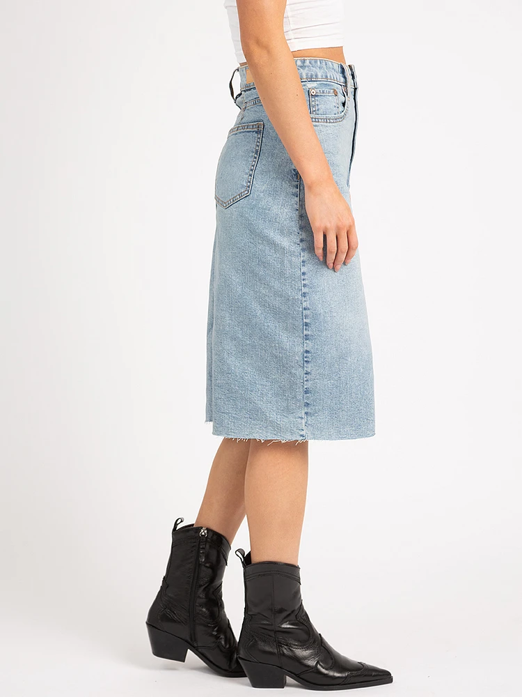 denim midi skirt