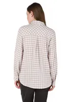 dex checkered button front blouse