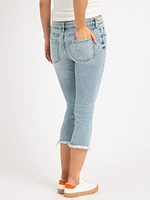 mid-rise capri jeans light stone wash