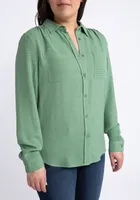 maude textured button front shirt