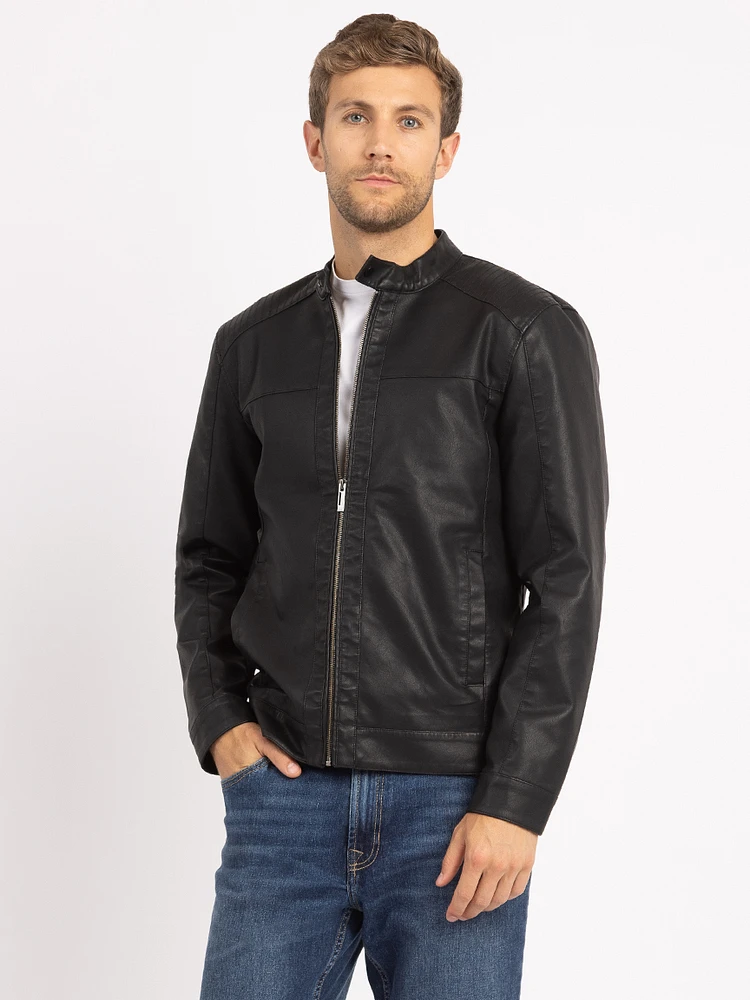 mike faux leather jacket