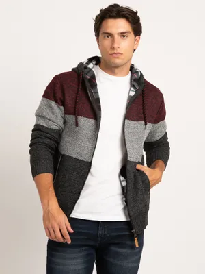 color blocked fleece lined hoodie