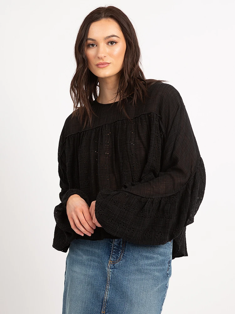 irina eyelet batwing blouse