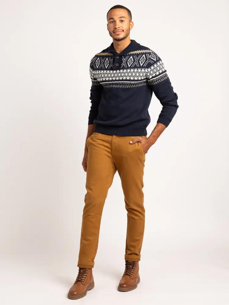 gregory fairisle shawl collar pullover