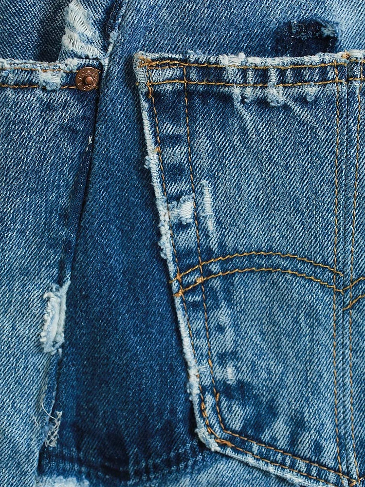 levi's 501 jean with repairs and sashiko