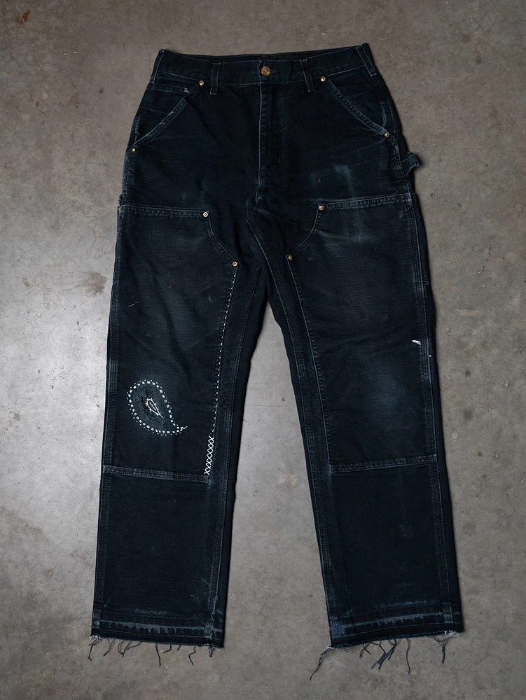 carhartt double knee jean with repairs and sashiko