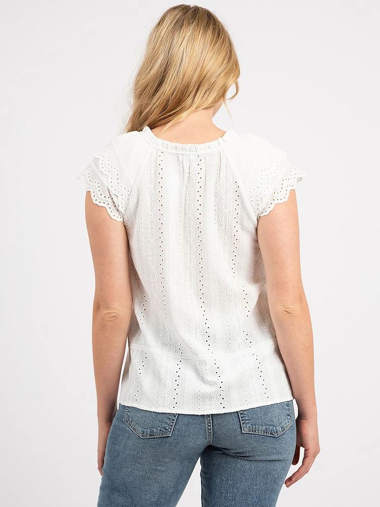 savannah tie front eyelet top