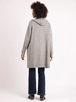 frostine hooded open cardigan