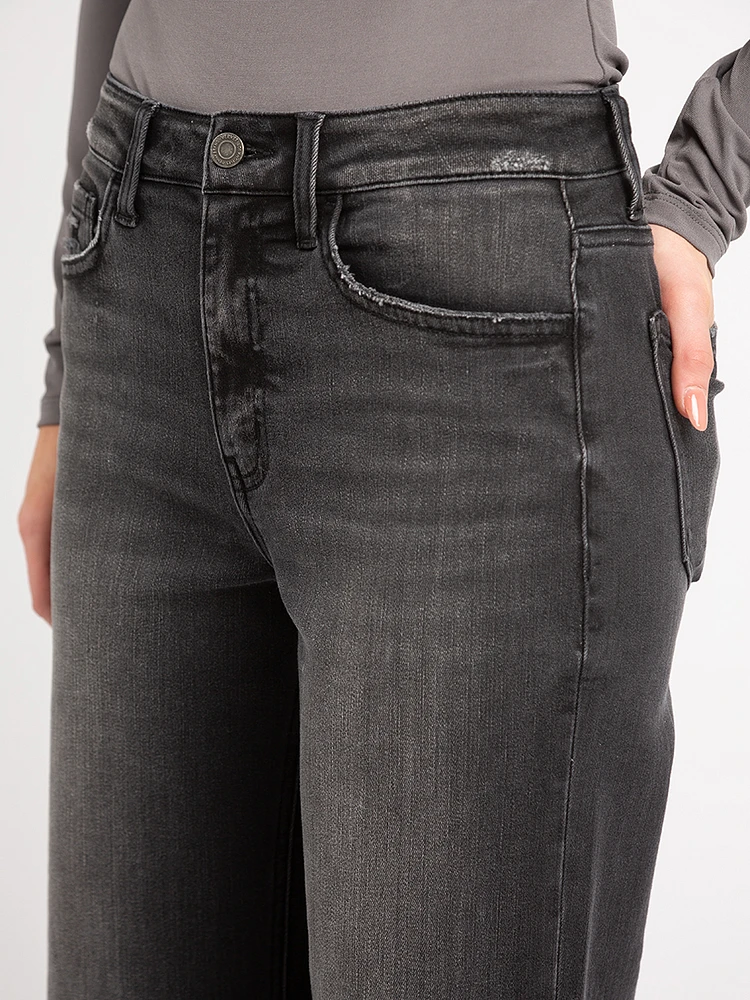 high-rise wide leg jean