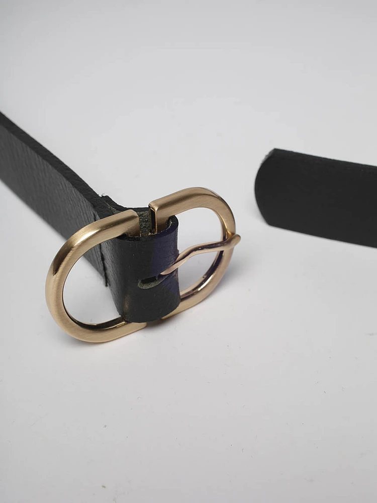 women's double ring leather belt