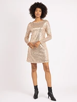 alix boat neck sequin knee length dress