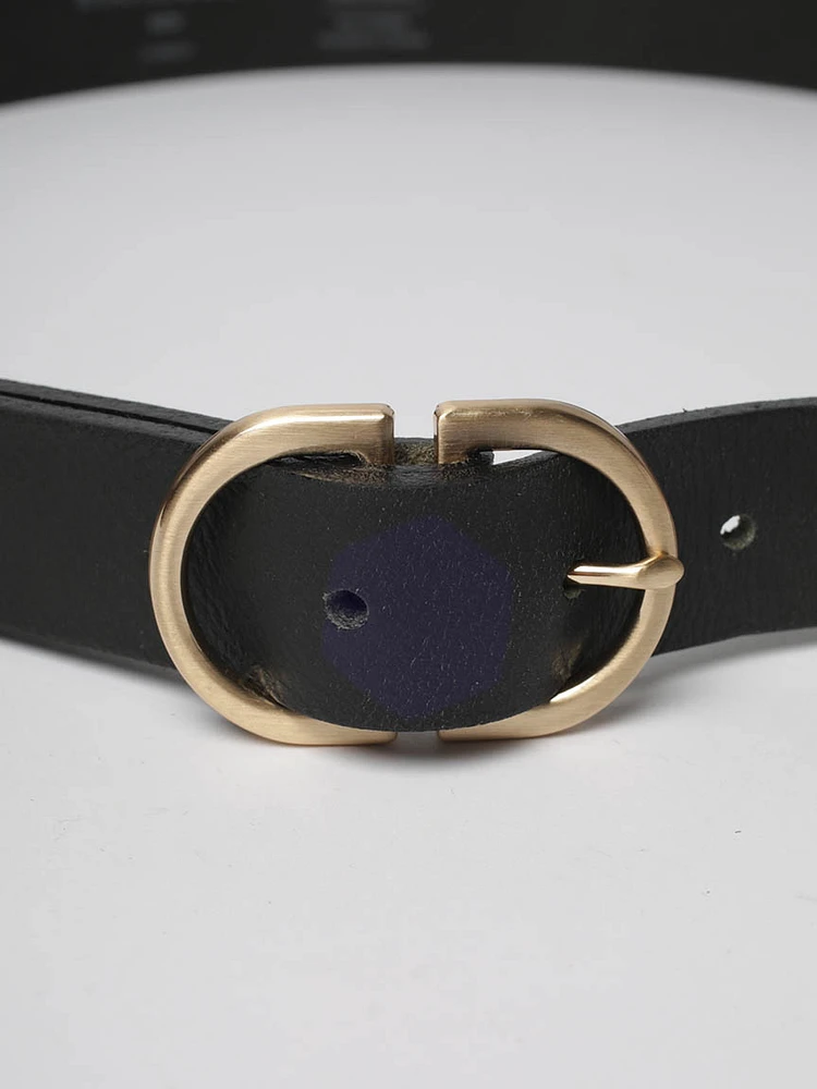 women's double ring leather belt