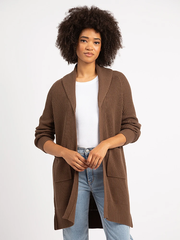 theresa shawl collar open cardigan