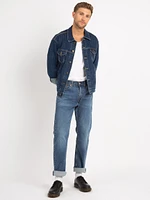 luke dark authentic denim trucker jacket