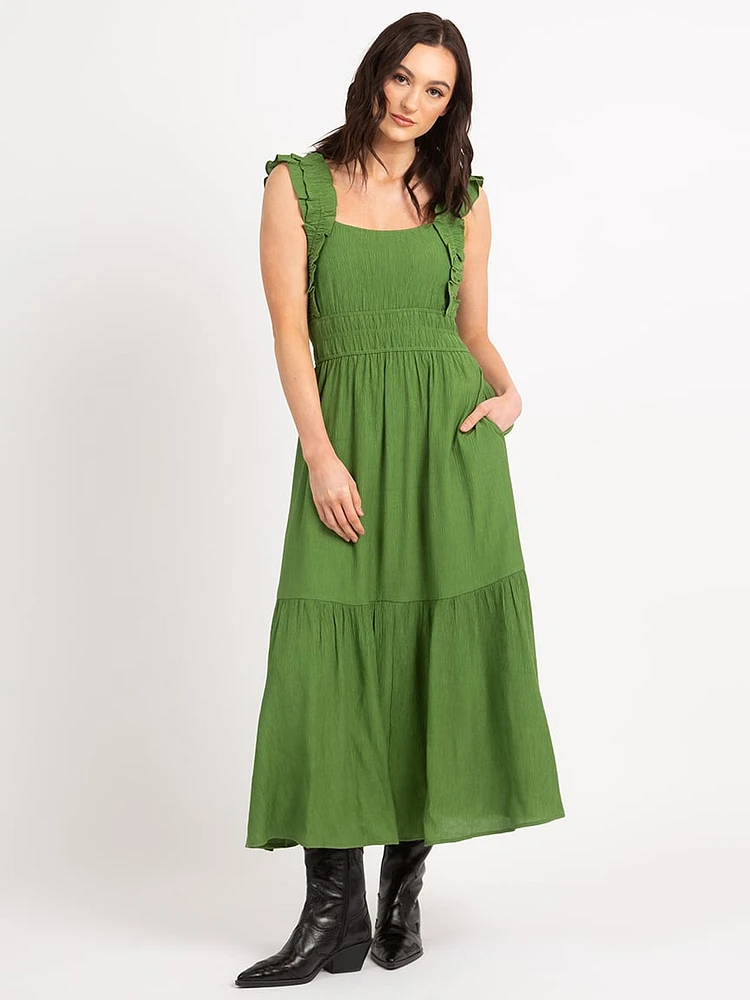 gretchen tiered ruffled strap maxi