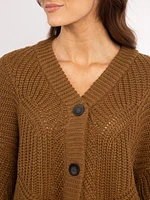 double v neck button front cardigan