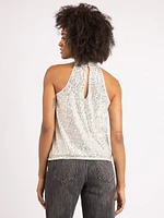 opal halter neck sequins tank