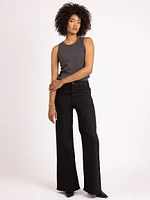 high rise wide leg flare jean black