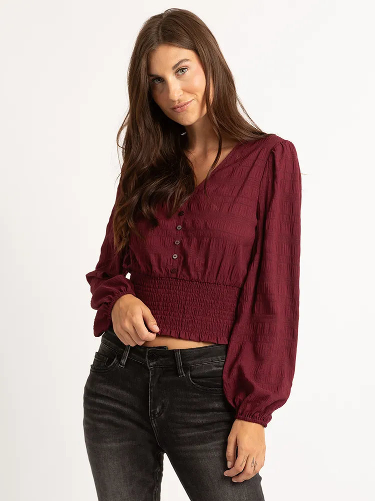 siera textured v-neck blouse