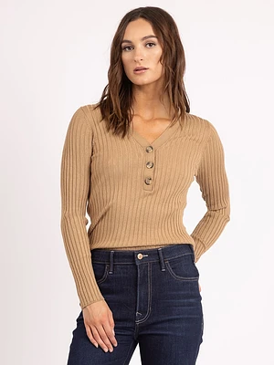 v neck henley sweater