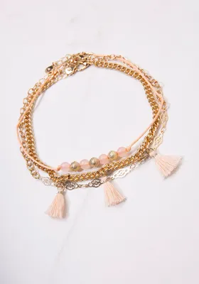 anklet 3 layer with pink details