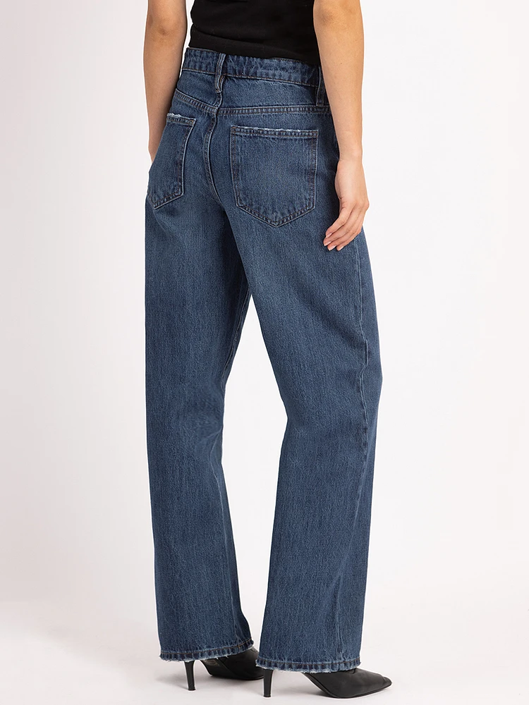 faye wide leg jean dark authentic