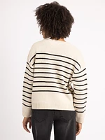 v neck stripe button front cardigan