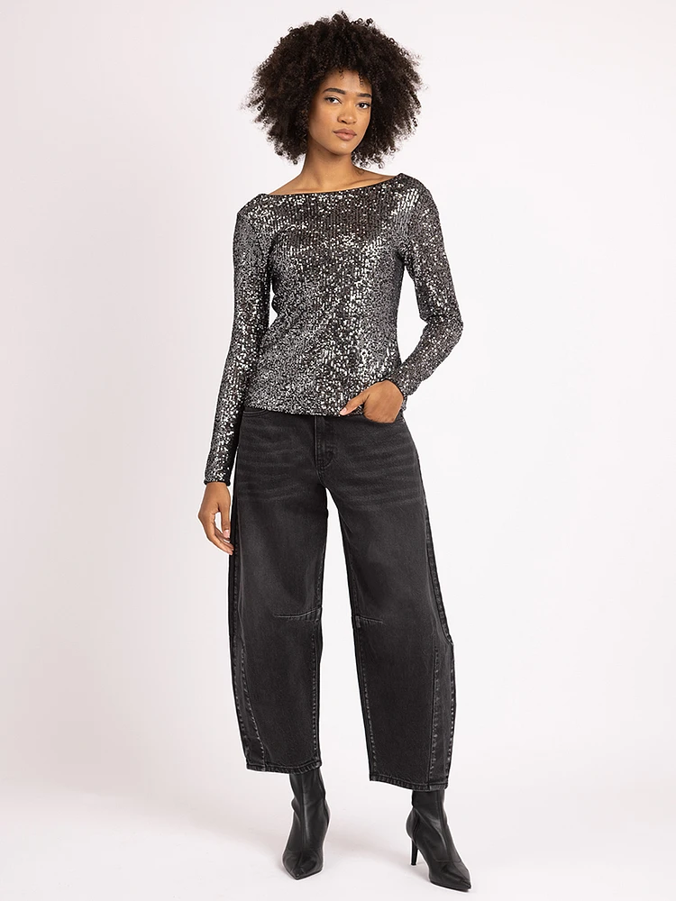 marilyn boatneck sequin top