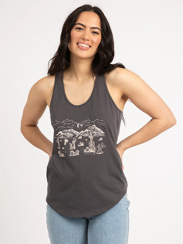 desert scene graphic tank top