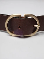 women's double ring leather belt