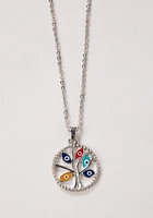 multicoloured family tree pendant necklace