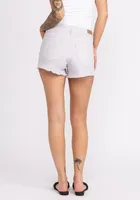 high rise coloured shortie with frayed hem