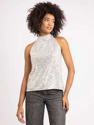 opal halter neck sequins tank