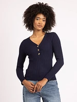 v neck henley sweater