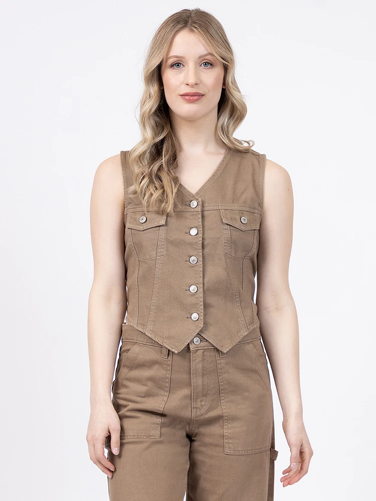 mattie twill vest hazelwood