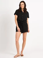 daphne button front tie bottom shirt