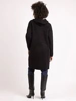 frostine hooded open cardigan