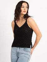 alba double vneck pointelle tank