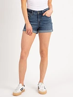 high rise cuffed shortie medium stone wash