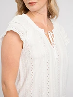 savannah tie front eyelet top