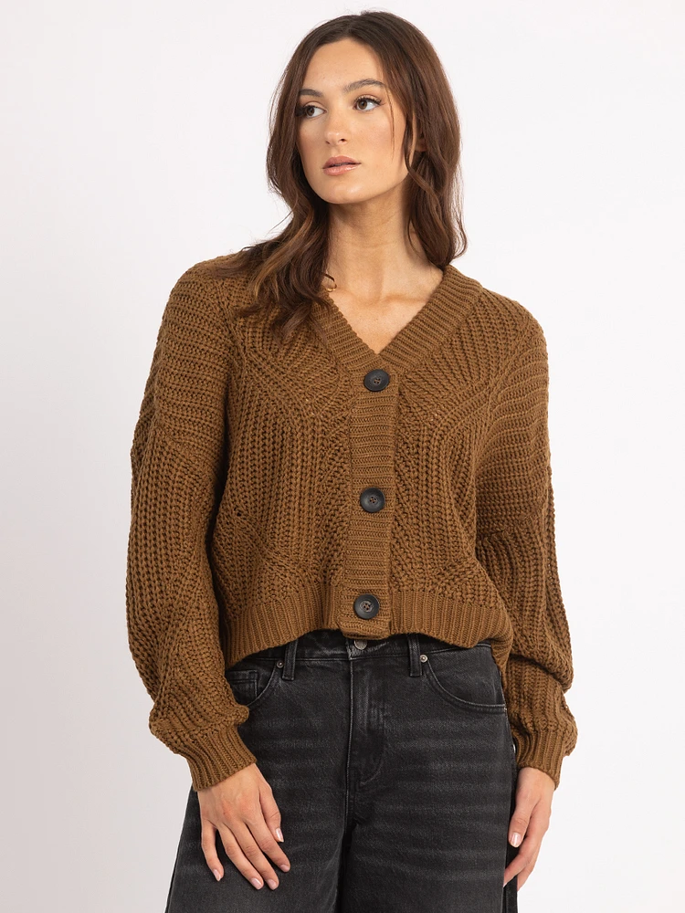 double v neck button front cardigan