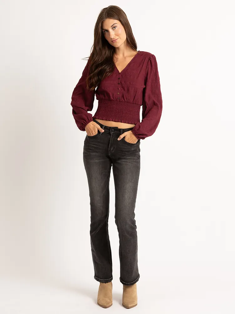 siera textured v-neck blouse