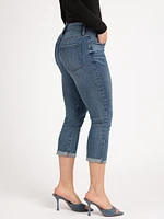 mid-rise capri jeans medium wash