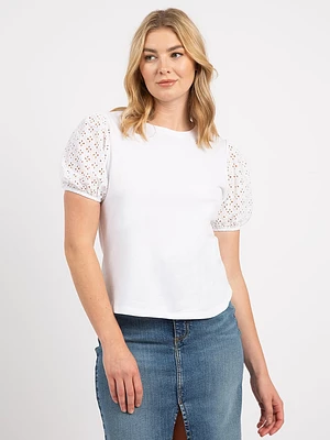 nyra kismet eyelet sleeve top