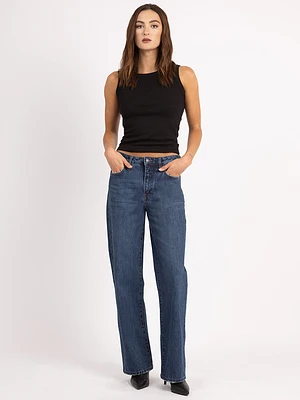 faye wide leg jean dark authentic