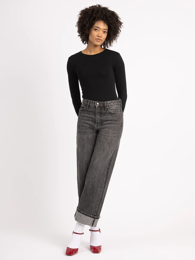 faye wide leg jean black