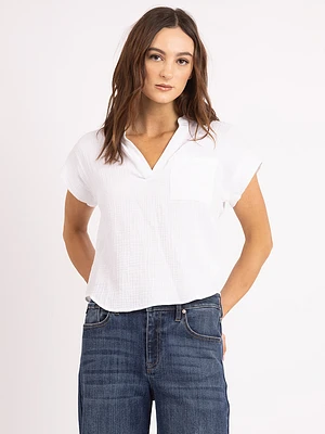 jaden johnny collar gauze shirt