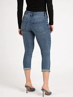 mid-rise capri jeans medium wash